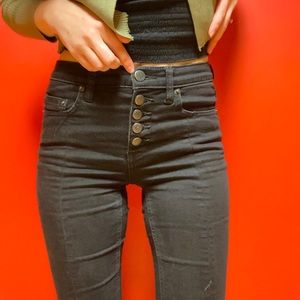 Free People Ankle Slit High Waisted Black Jeans